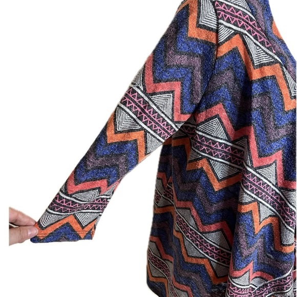 Flamingo Urban Multicolor Chevron Open Front Cardigan Sweater Wrap - Size Small - Picture 4 of 8